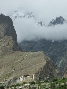 Baltit fort perched high above Karimabad with Ultar peak (7390m) in the background 