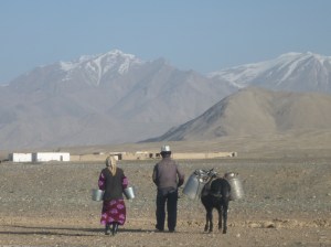The daily ritual of collecting water from the local well by donkey