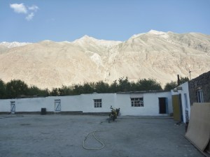 Ëdgar’s Homestay – the mountains in the background are in Afghanistan.