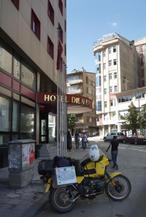 Packed and ready to go outside the Hotel Dilaver in Erzurum.